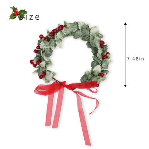 Floral Crown Headband Adjustable Red Fruit Hair Wreath for Wedding Valentine