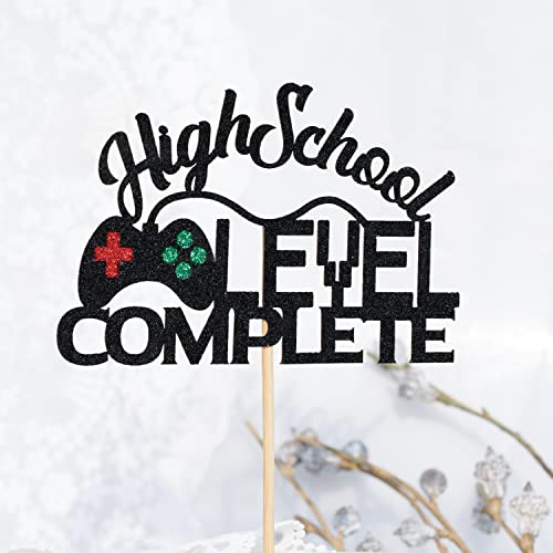 High School Graduation Cake Topper Class of 2026 Game Themed Black Glitter