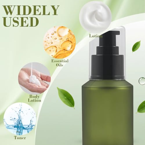 VASANA 60ml Frosted Green Glass Lotion Pump Bottle Travel Container