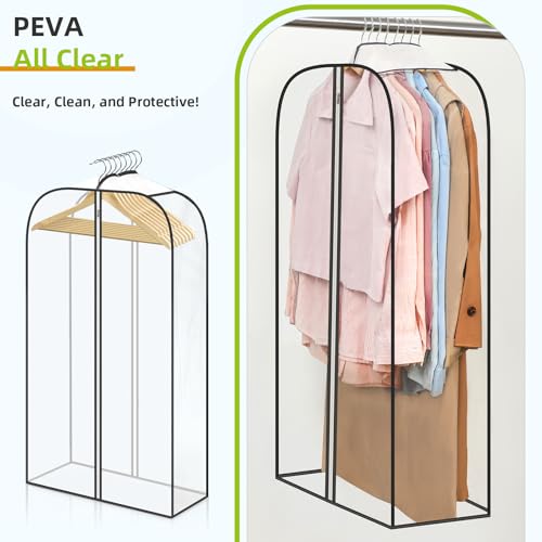 LANDNEOO 2 Pack 40-Inch Clear Garment Bags with Double-Sided Zippers for Closet Storage