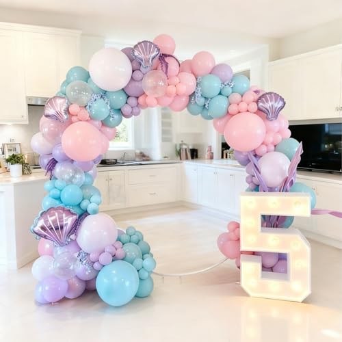 Mermaid Balloon Set - Pastel Pink, Purple, Teal & Confetti - 30 Pieces
