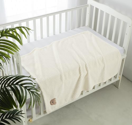 CREVENT 30x40in Baby Blanket Pink Bearhead - Cozy Fluffy Infant Bedding