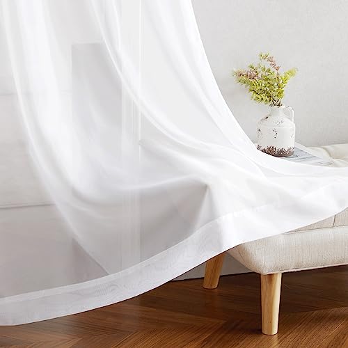 NICETOWN White Sheer Curtains, 54x84 Inch Grommet Window Panels, 2-Pack