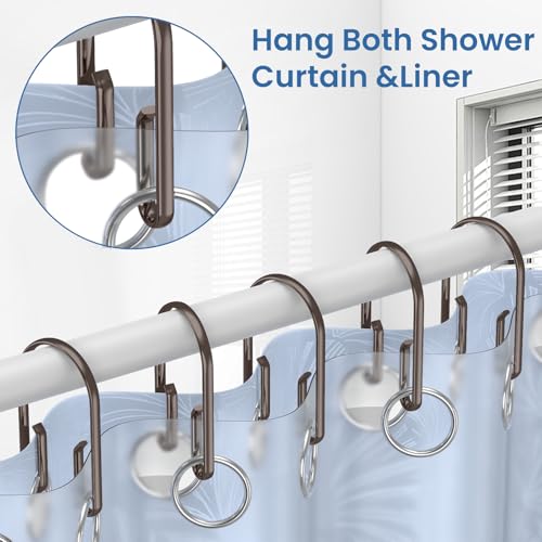Rust-Resistant Double Shower Curtain Hooks - Set of 12