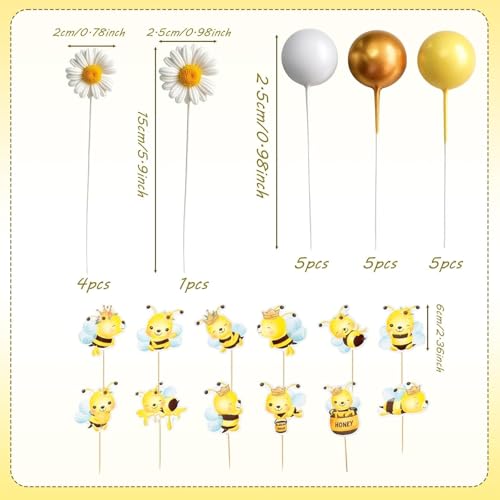34 Piece Edible Bumblebee and Daisy Cake Decorations