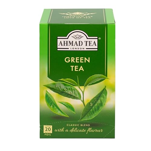 Ahmad Tea Green Tea Pure, 20 Count Tagged Tea Bags (1.4oz)