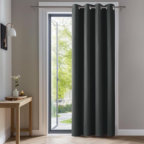 Deconovo Dark Grey Blackout Curtain Panel, 52x63 Inch Grommet
