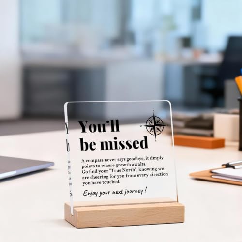 You Will Be Missed Compass Plaque - Farewell Gift for Coworkers & Boss