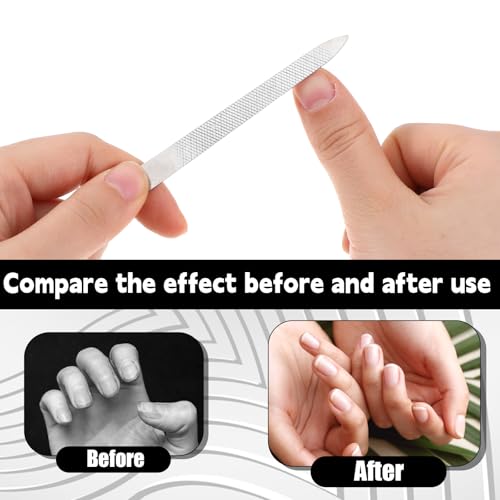 ZEYIYER 6 PCS Stainless Steel Metal Nail Files with Cleaner Tips