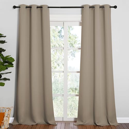 NICETOWN Taupe Blackout Curtains for Bedroom & Living Room, 42 x 95 inches, 2 Panels