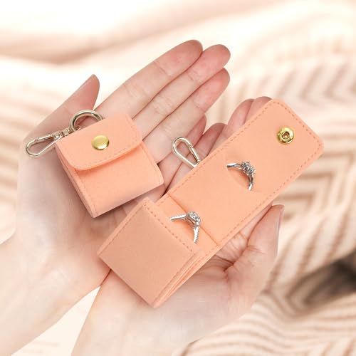 KUKUVR Mini Travel Jewelry Organizer Case with Keychain - Pink