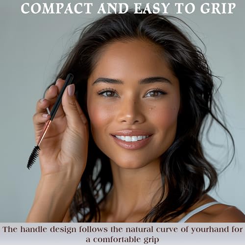 Zoolinn 10Pcs Reusable Mascara Brush Wands & Eyebrow Spoolies, Rose Gold