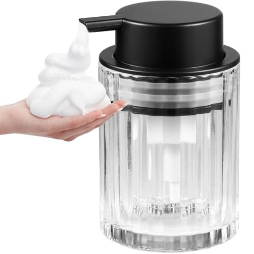8oz Clear Glass Foaming Hand Soap Dispenser with Black Pump - 1 Pack