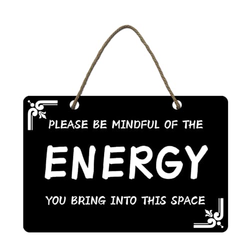 Mindful Energy Wooden Sign Plaque - 12x8 Motivational Decor