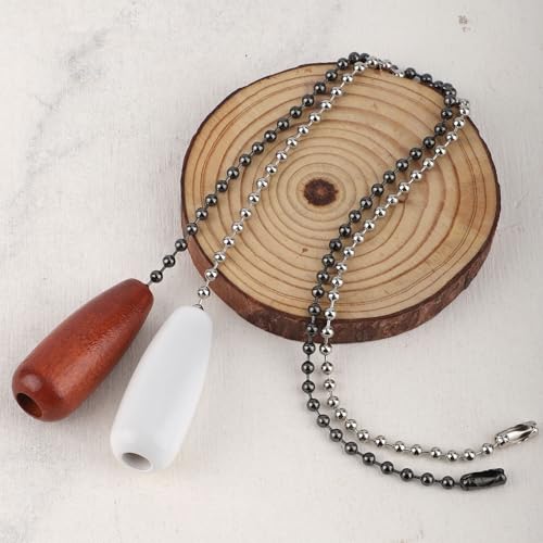 Gosknor 2pcs Ceiling Fan Pull Chain Extensions - 12.68in White & Brown Beaded Cords