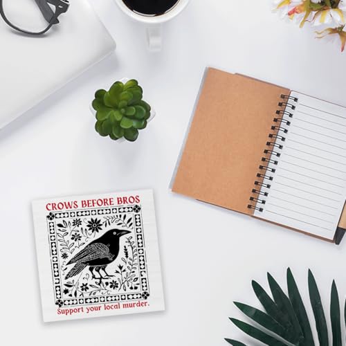 Funny Crow Decor - 5x5 Inch Motivation Gift for Home & Office