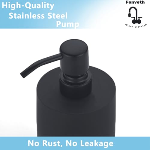 Fonveth Black 13.5oz Soap Dispenser with Stainless Steel Pump - Countertop Bathroom & Kitchen