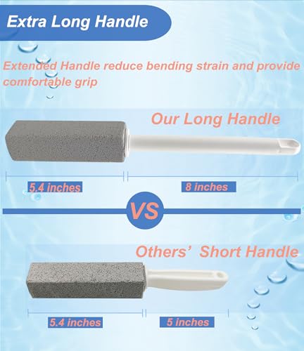 Pumice Stone Toilet Bowl Cleaner with Long Handle - Eco-Friendly Stain Remover