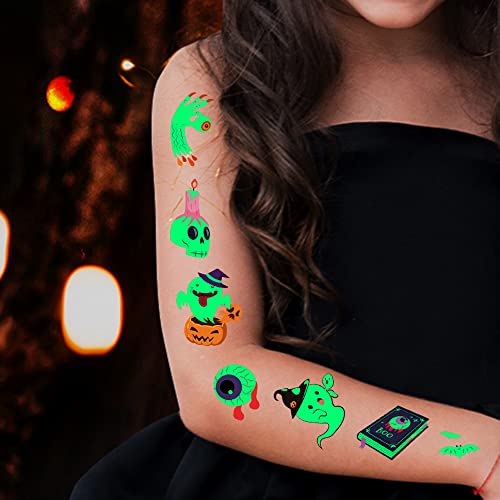 Awinmay Glow in the Dark Halloween Temporary Tattoos for Kids, 360 Pcs