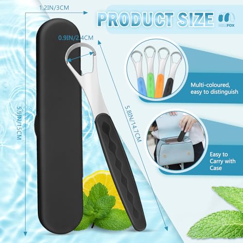Milifox Stainless Steel Tongue Scraper with Case - Black