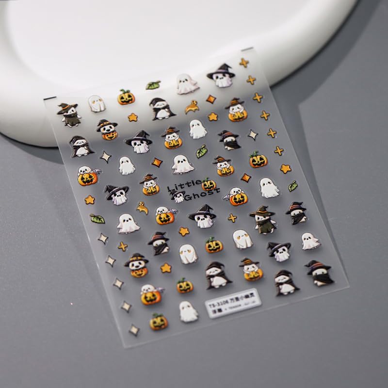 5D Embossed Halloween Ghost Nail Art Stickers Self-Adhesive Decals