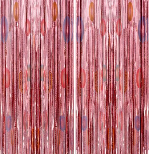 2 Pack Tinsel Foil Fringe Curtains 3.3ft x 8.2ft for Parties