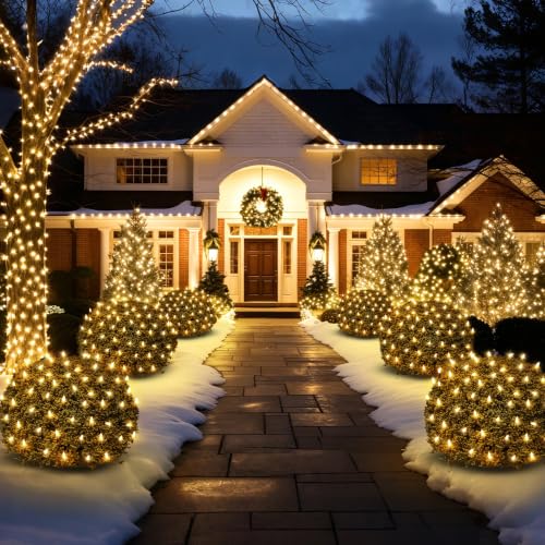 Outdoor Christmas Mesh Net Lights 120 LED Warm White - 2 Pack