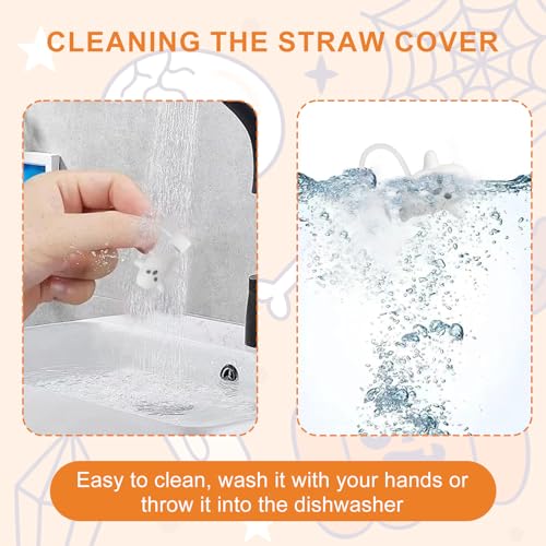 Halloween Ghost Straw Toppers - Silicone Covers for Stanley 30/40 Oz