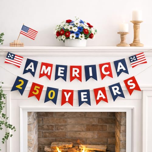 America 250th Anniversary Banner - Patriotic 4th of July Decor
