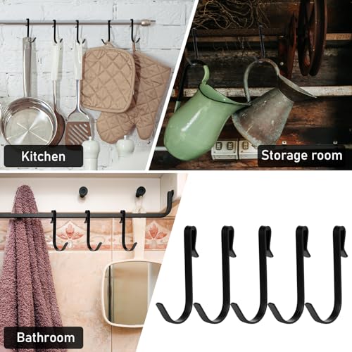 KALIONE 20 Pcs J Shaped Stainless Steel Hanging Hooks - Black