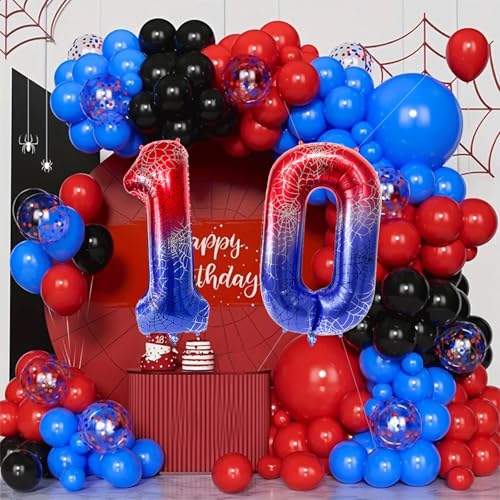 TNCDJKPA 40 Inch Spider Theme Number 10 Foil Balloons, Large Birthday Party Decorations