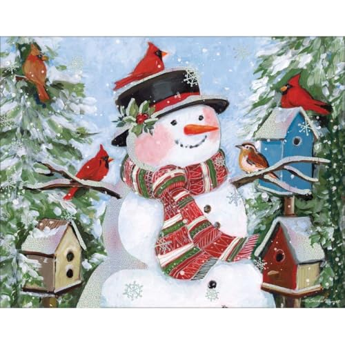Christmas Greeting Cards Set with Envelopes - Festive Snow & Evergreen Design