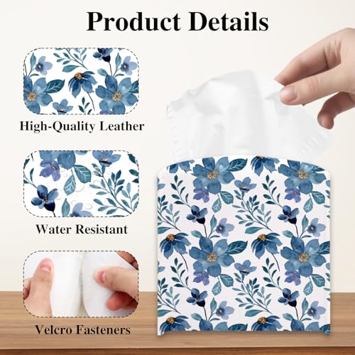 Vintage Flower Leather Square Tissue Box Cover - Waterproof Paper Dispenser