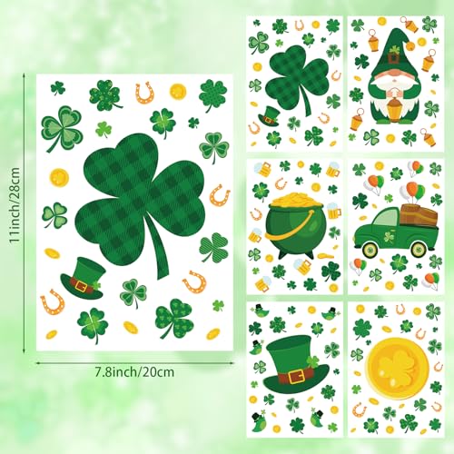 St. Patrick's Day Window Clings - 6 Sheet Shamrock Stickers