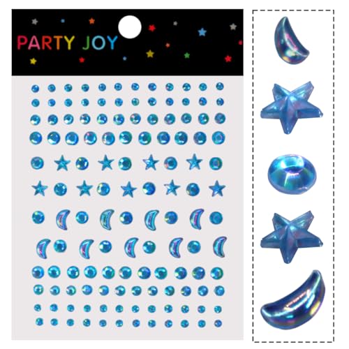 Blue Stars Face Gems Self-Adhesive Rhinestone Crystals for Festivals