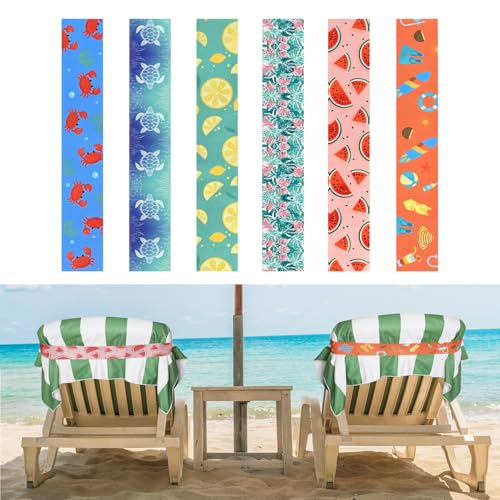 WD&CD 6 Pack Colorful Towel Bands for Beach Chairs - Sandproof & Wind-Resistant