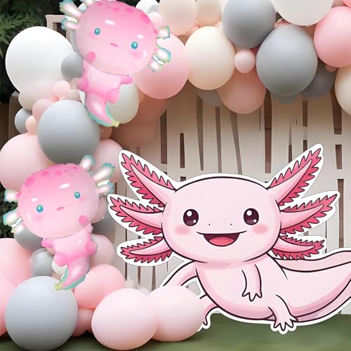 Axolotl Foil Balloons - Pink Party Decorations for Baby Showers & Themed Parties