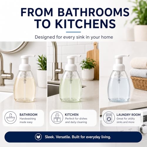Bar5F 8.5 oz Foaming Soap Dispenser - Reusable BPA-Free Soap Pump