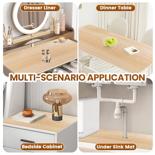 TheBaDaz Faux Wood Grain Drawer Shelf Liner 11.8W x 118.1L Non-Slip Waterproof Mat