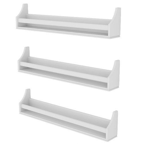 brightmaison Angel 30 inch Long Floating Shelves for Wall, Nursery Decor Toy Storage Shelf & Kids Bookshelf, Set of 3 White