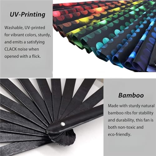 13'' UV Glow Folding Hand Fan for Parties & Festivals