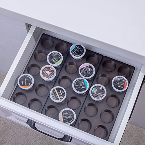 Wobivcs 20-Pod Coffee Organizer Tray for Kitchen Drawer Storage, Plastic with Non-Slip Mats
