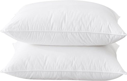 BHZ Goose Down Feather Pillows - Queen Size Set of 2 | Medium Firm Soft Support for Side & Back Sleepers
