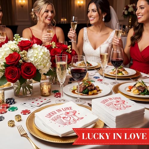 Lucky in Love Bachelorette Party Napkins - 100 Pcs Beach Wedding Decor
