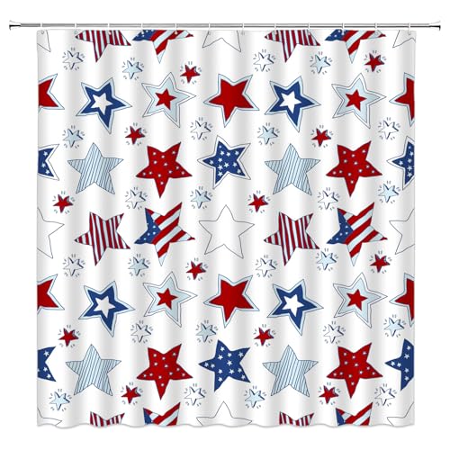 4th of July Shower Curtain 70x70 Inches - Patriotic Stars & Stripes