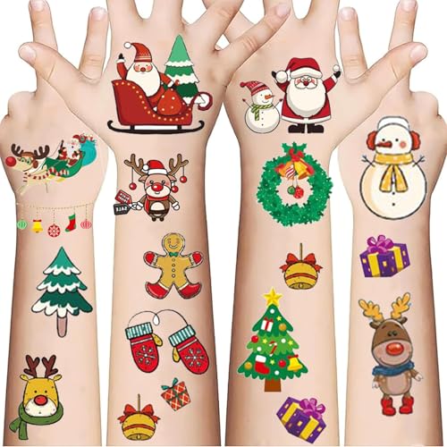 Christmas Temporary Tattoos, 30 Sheets Festive Holiday Stickers
