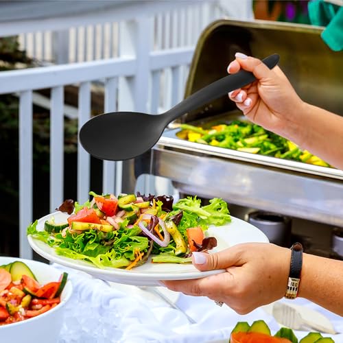 8-Pack 10" Reusable Wheat Straw Serving Spoon Set - Black Serving Utensils