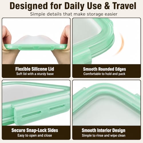 LUSTRIB Travel Soap Case - Leak-Proof Silicone Holder with Drain Tray