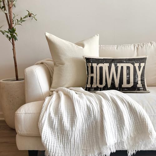 Howdy Western Throw Pillow Cover 18x18, Cowboy Cotton Cushion Case (01 Color)