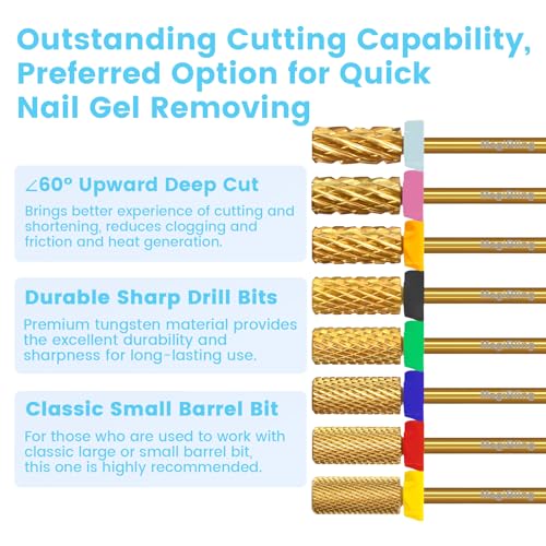 MagiBling Small Barrel Nail Drill Bit, Triple Coarse Tungsten Carbide E-File